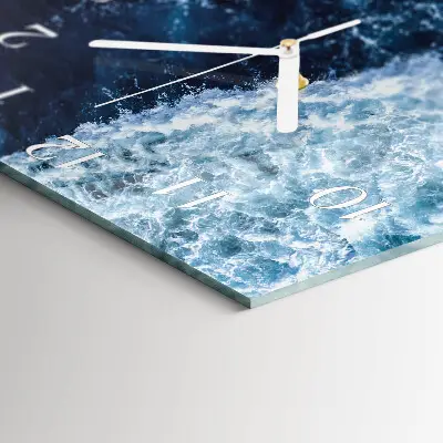 Stakleni četvrtasti sat Oceanski valovi