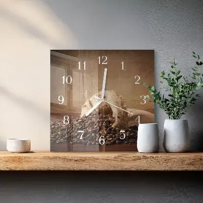 Stakleni četvrtasti sat Kava
