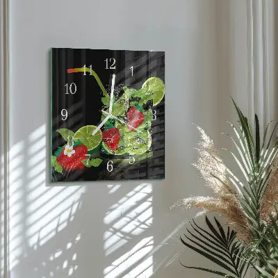 Stakleni četvrtasti sat Jagoda i limeta