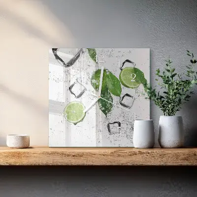 Stakleni četvrtasti sat Lime
