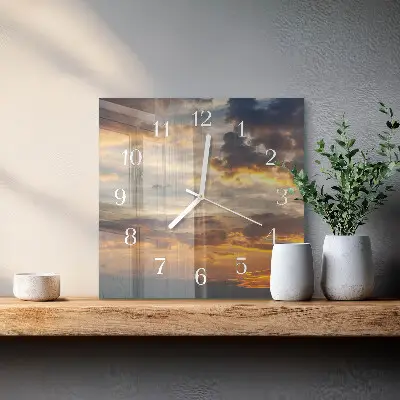 Stakleni četvrtasti sat Zalazak sunca