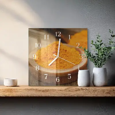 Stakleni četvrtasti sat Kurkuma