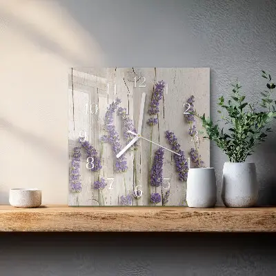 Stakleni četvrtasti sat Lavanda