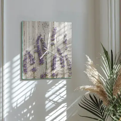 Stakleni četvrtasti sat Lavanda