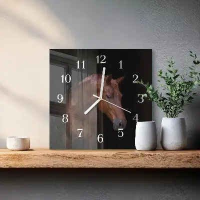 Stakleni četvrtasti sat Konj