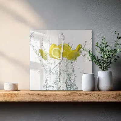 Stakleni četvrtasti sat Voda s limunom