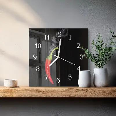Stakleni četvrtasti sat Čili papričica