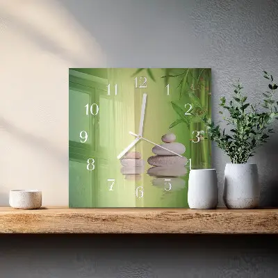 Stakleni četvrtasti sat Zen kamenje