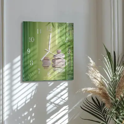 Stakleni četvrtasti sat Zen kamenje