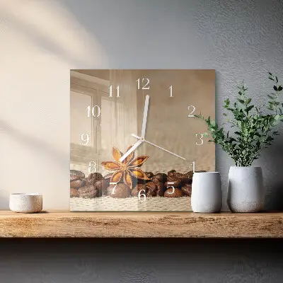 Stakleni četvrtasti sat Zrna kave