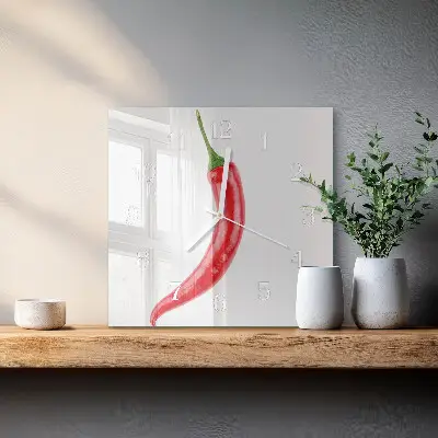 Stakleni četvrtasti sat Čili papričica