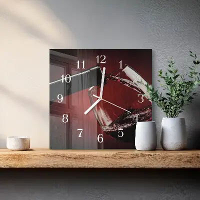 Stakleni četvrtasti sat Čaša vina