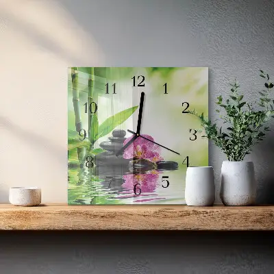 Kvadratni zidni sat Spa centar s orhidejama