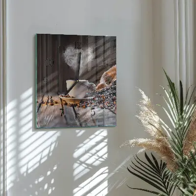Kvadratni zidni sat Ljubav prema kavi
