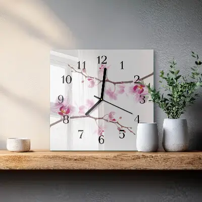 Kvadratni zidni sat Orhideja