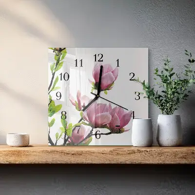 Kvadratni zidni sat Cvijet magnolije
