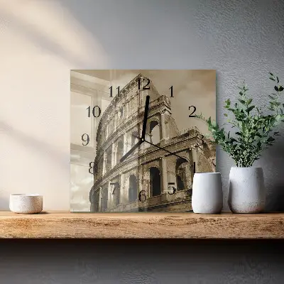 Kvadratni zidni sat Koloseum u sepiji