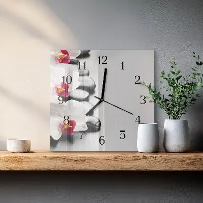 Kvadratni zidni sat Kamenje i orhideja