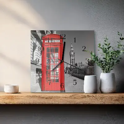 Kvadratni zidni sat Crvena telefonska govornica