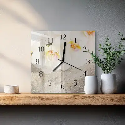 Kvadratni zidni sat Orhideja