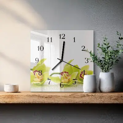 Kvadratni zidni sat Orhideja