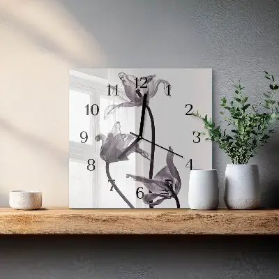 Kvadratni zidni sat Cvijeće