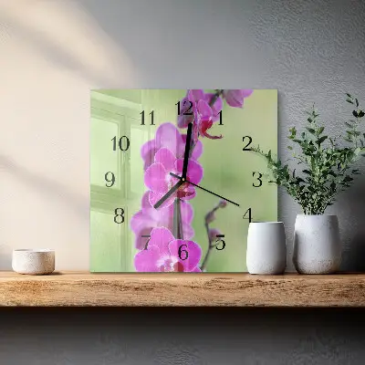 Kvadratni zidni sat Orhideja