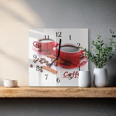 Kvadratni zidni sat Šalica kave