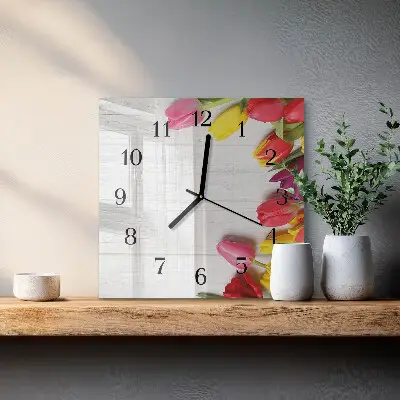 Kvadratni zidni sat Tulipani