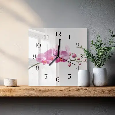 Kvadratni zidni sat Orhideja