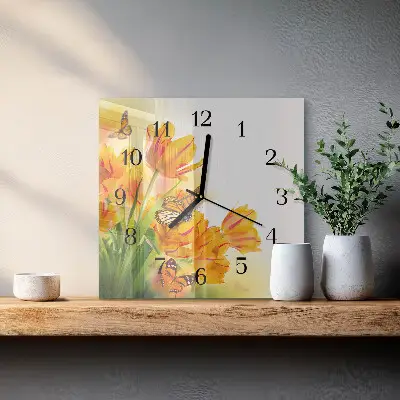 Kvadratni zidni sat Tulipani