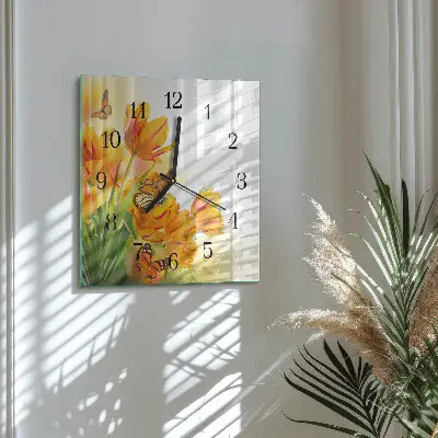 Kvadratni zidni sat Tulipani