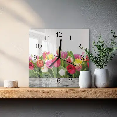 Kvadratni zidni sat Tulipani