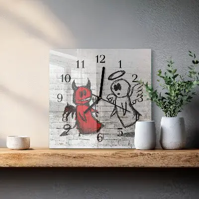 Kvadratni zidni sat Anđeo Vrag