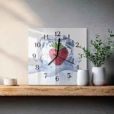 Kvadratni zidni sat Sladoled od jagoda