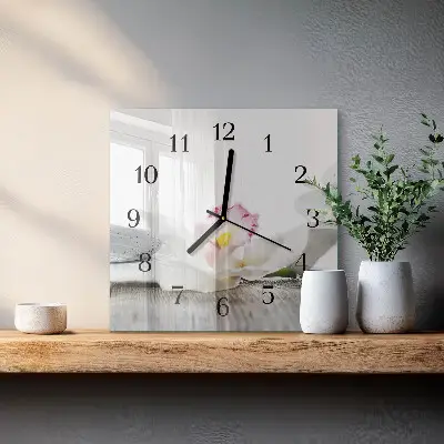 Kvadratni zidni sat Orhideja