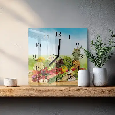 Kvadratni zidni sat Povrće Voće