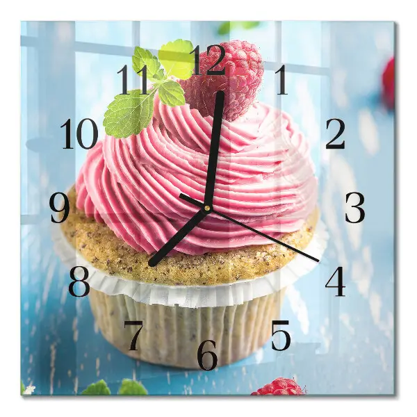 Kvadratni zidni sat Muffin od maline