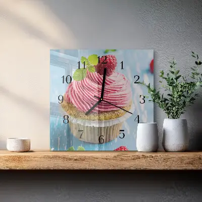 Kvadratni zidni sat Muffin od maline