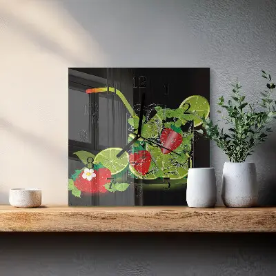 Kvadratni zidni sat Jagoda i limeta