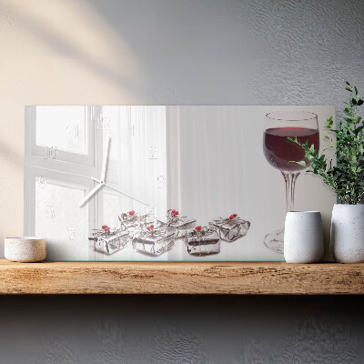 Vodoravni stakleni pravokutni sat Pehar za vino