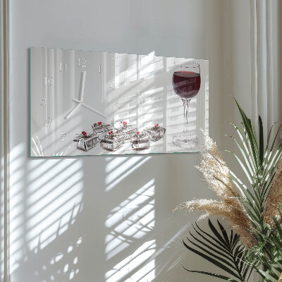 Vodoravni stakleni pravokutni sat Pehar za vino