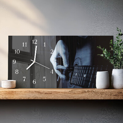 Vodoravni pravokutni zidni sat Glazbeni gitarist