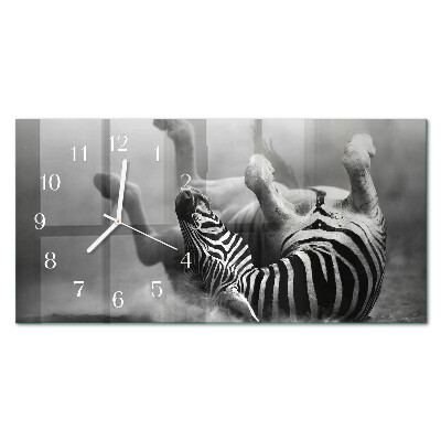 Vodoravni stakleni pravokutni sat Afrička zebra