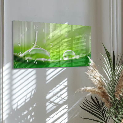 Vodoravni pravokutni zidni sat Kapljice na listu