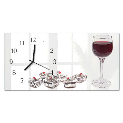 Vodoravni pravokutni zidni sat Pehar za vino