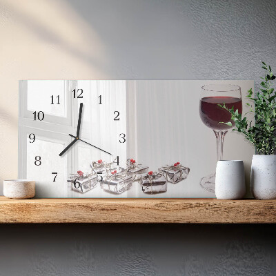 Vodoravni pravokutni zidni sat Pehar za vino