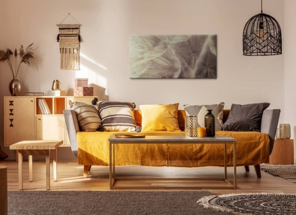 uređenje dnevnog boravka u boho stilu